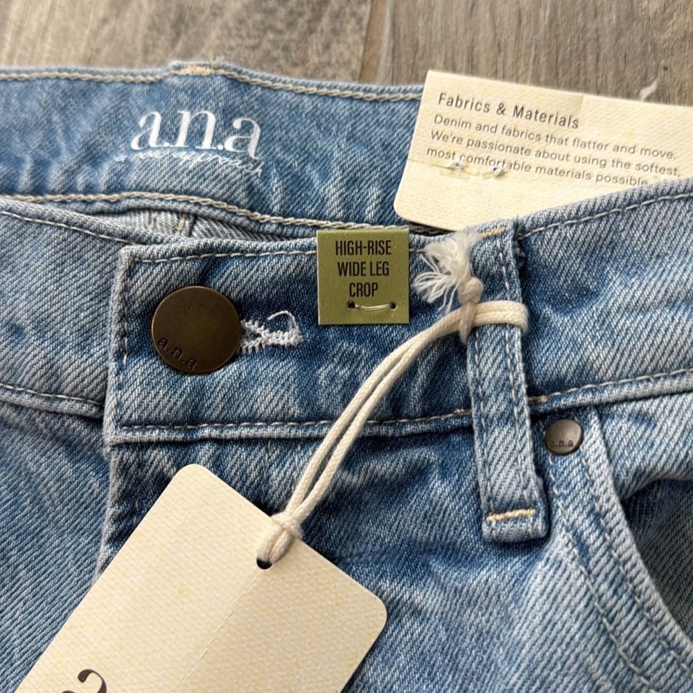 a.n.a Blue and Cream Flare Wide Leg Jeans - Picture 6 of 9